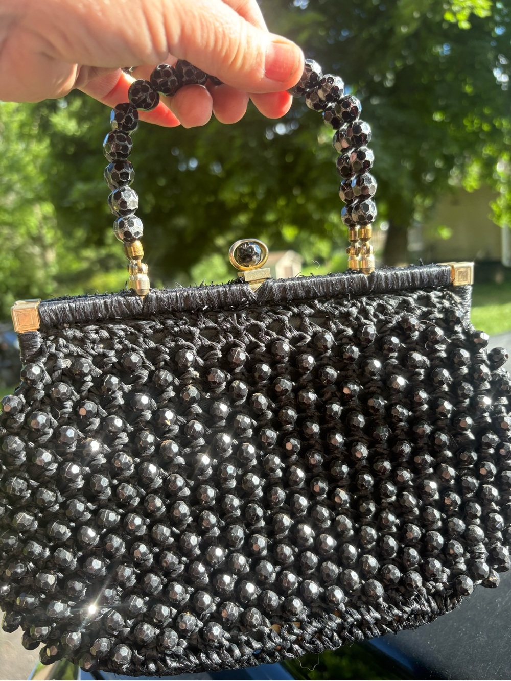 Vintage straw and bead bag Italian.
